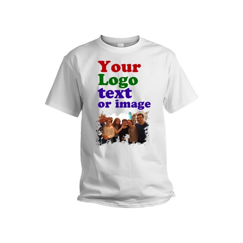 White T-shirt with print - "Your personalized text" ( thermotransfer film), print area size A4