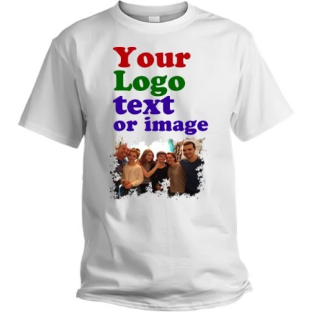 White T-shirt with print - "Your personalized text" ( thermotransfer film), print area size A4