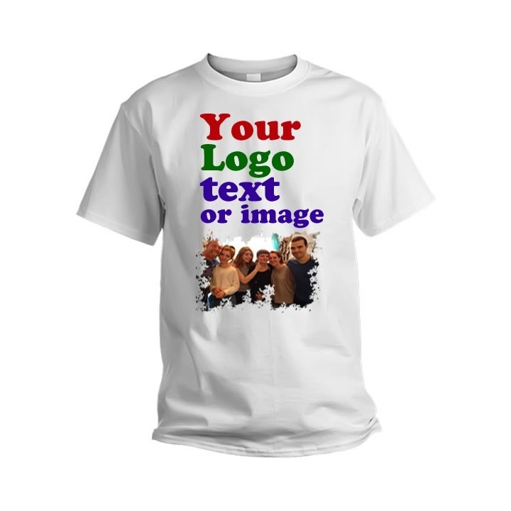 White T-shirt with print - "Your personalized text" ( thermotransfer film), print area size A4