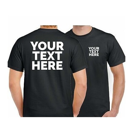 Black T-shirt with print - "Your personalized text ( thermo transfer film), print area A4