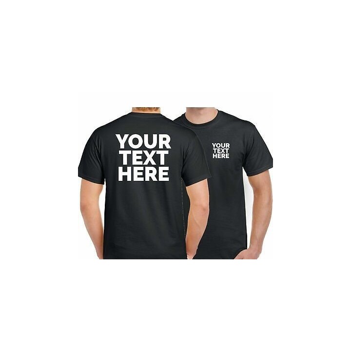 Black T-shirt with print - "Your personalized text ( thermo transfer film), print area A4