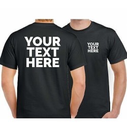 Black T-shirt with white print - "Man besī....odi"  ( thermo transfer film), print area A4