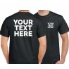 Black T-shirt with white print - "Man besī....odi"  ( thermo transfer film), print area A4