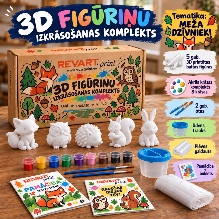 3D Fīguriņu krāsošanas komplekts_Meža Dzīvnieki